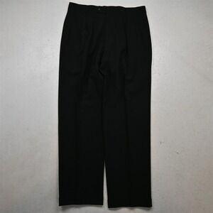 Donna Karan 32x30 Black 100% Wool High Waist Pleated Cuffed Italy Dress Pants